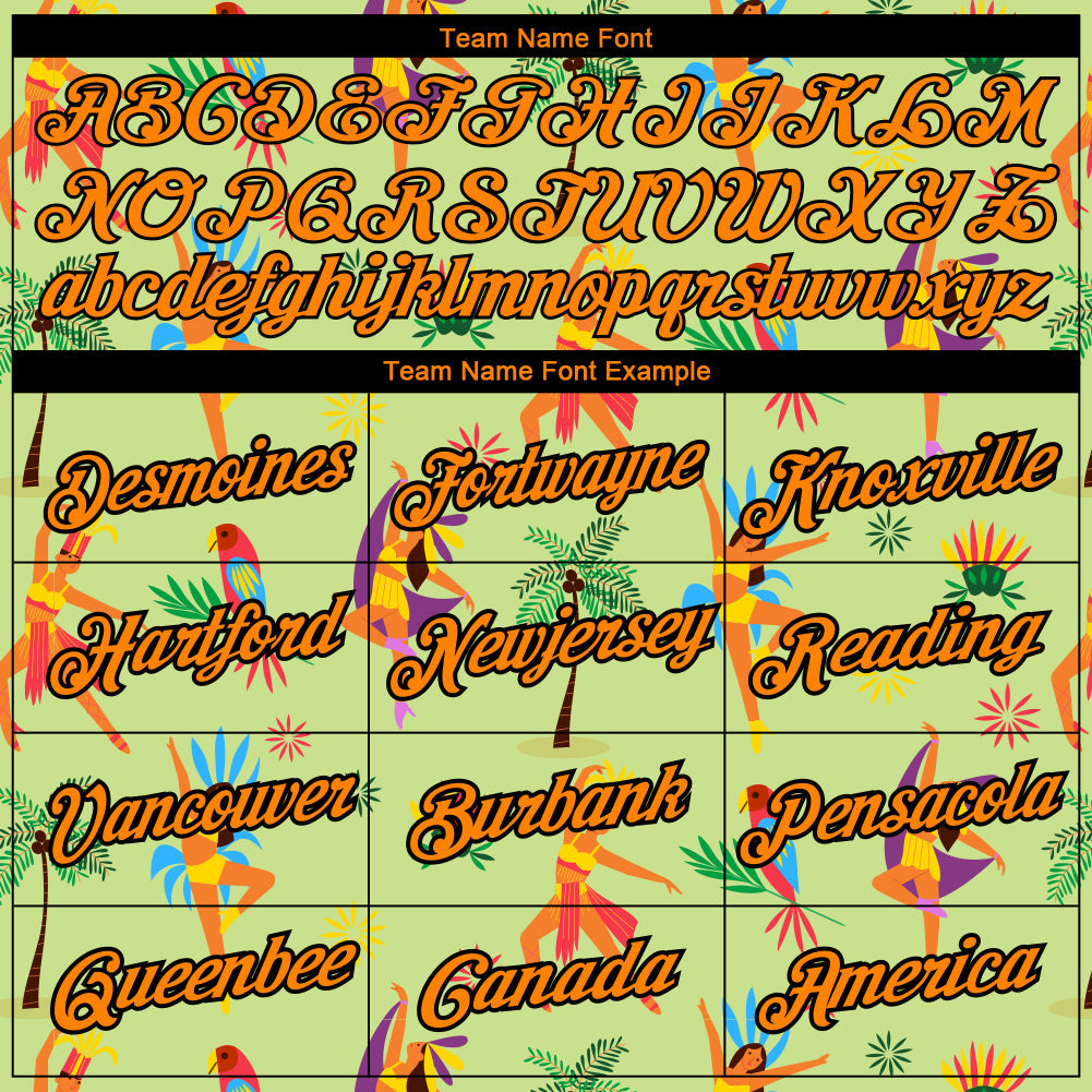 Custom Neon Green Bay Orange-Black 3D Pattern Design Hawaii Summer Holiday Performance T-Shirt view 3