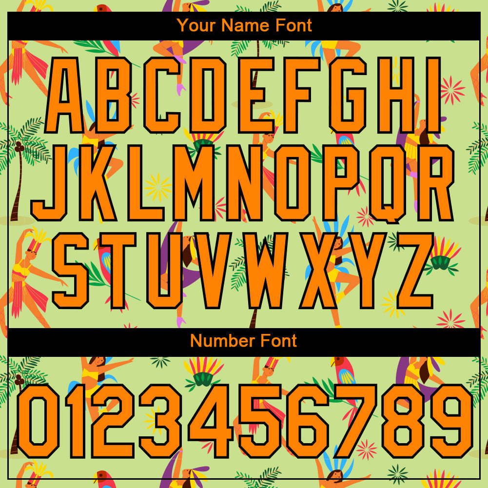 Custom Neon Green Bay Orange-Black 3D Pattern Design Hawaii Summer Holiday Performance T-Shirt view 4