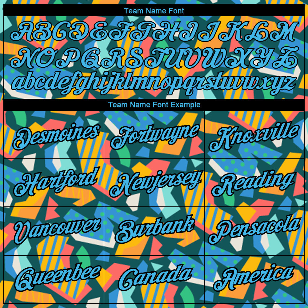 Custom Black Sky Blue 3D Pattern Design Cutout Collage Performance T-Shirt view 3
