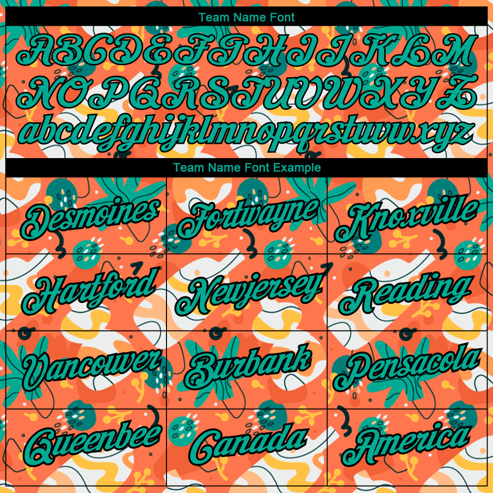 Custom Orange Aqua-Black 3D Pattern Design Abstract Doodle Performance T-Shirt view 3