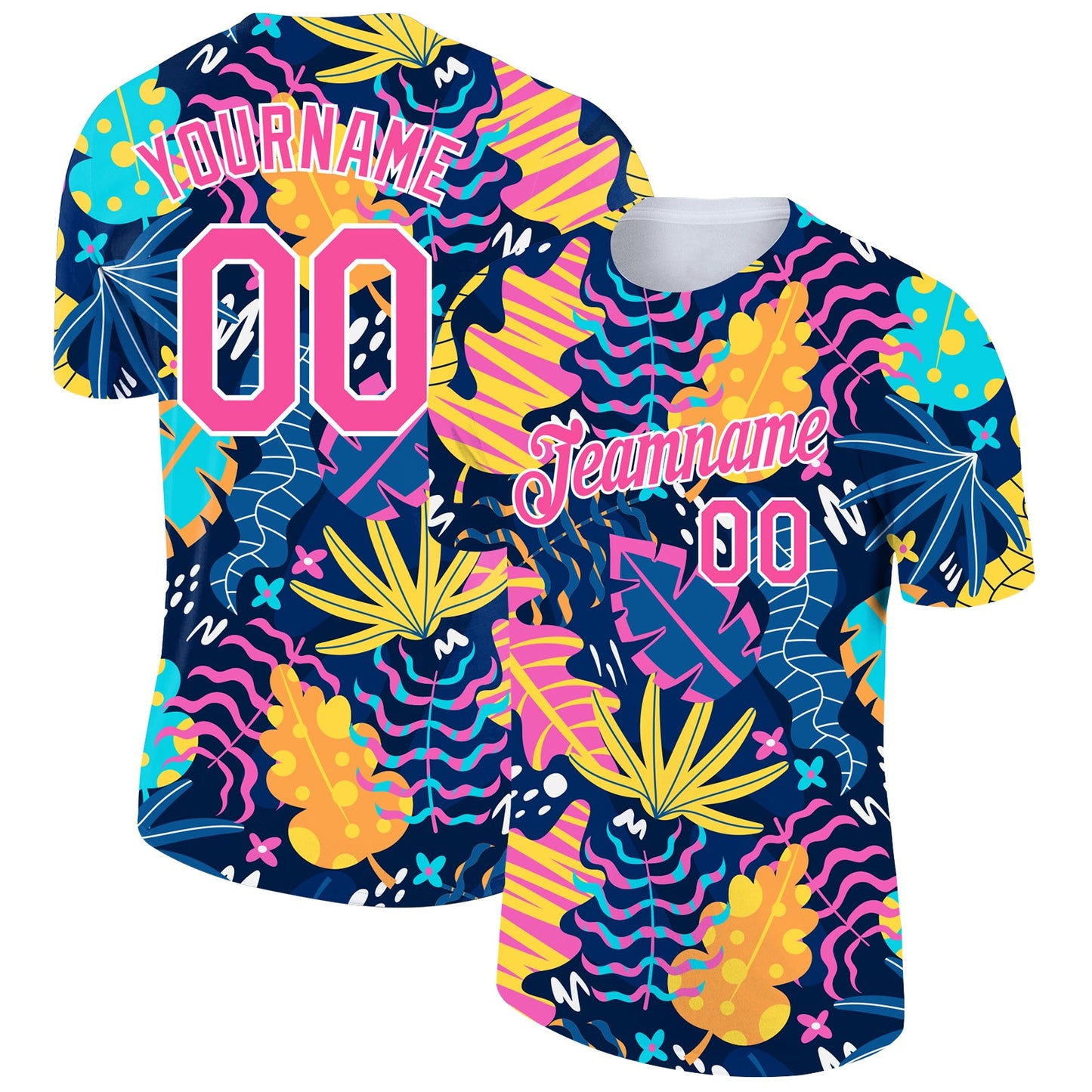 Custom Purple Pink-White 3D Pattern Design Abstract Leaf Performance T-Shirt - Main View