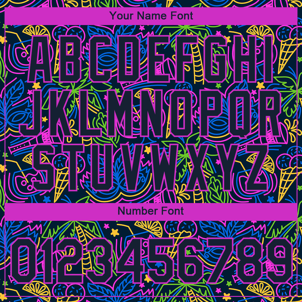 Custom Navy Purple 3D Pattern Design Hawaii Summer Holiday Party Performance T-Shirt view 5