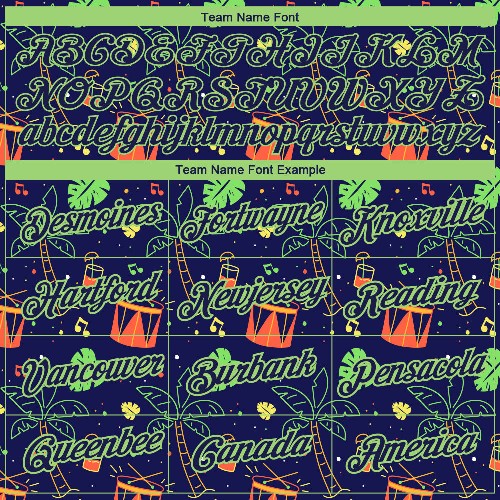 Custom Navy Pea Green 3D Pattern Design Hawaii Summer Holiday Party Performance T-Shirt view 3