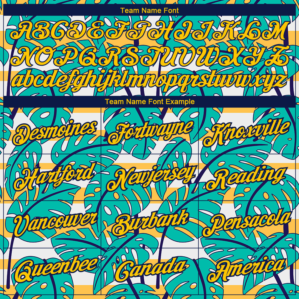 Custom White Yellow-Navy 3D Pattern Design Hawaii Palm Leaves Performance T-Shirt view 3