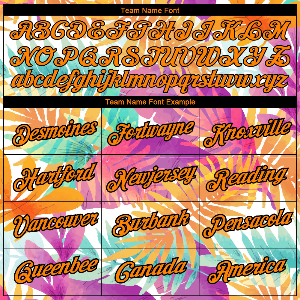 Custom White Bay Orange-Black 3D Pattern Design Hawaii Palm Leaves Performance T-Shirt view 3