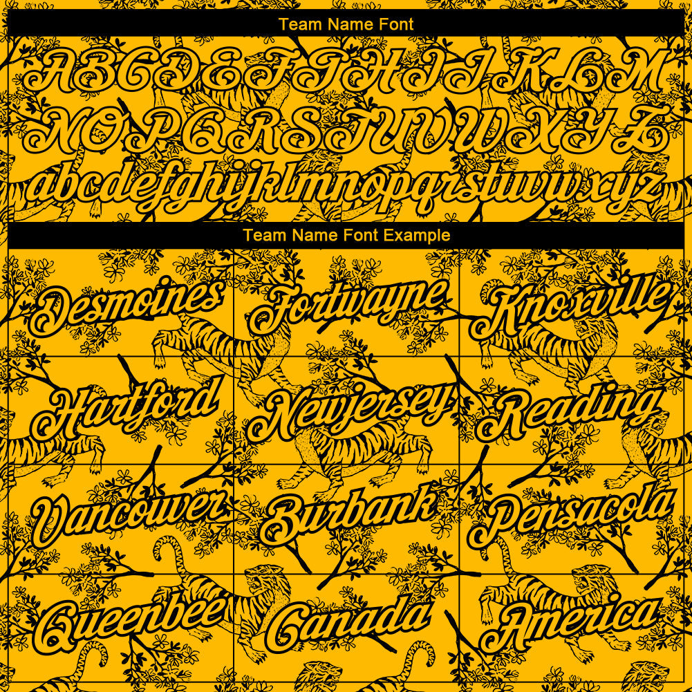 Custom Gold Black 3D Pattern Design Tiger Performance T-Shirt view 3