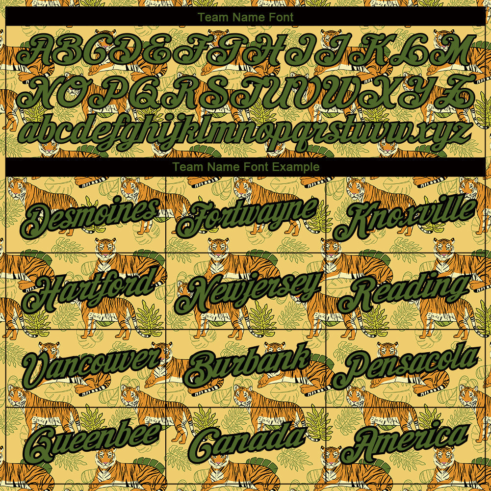 Custom Gold Olive-Black 3D Pattern Design Tiger Performance T-Shirt view 3