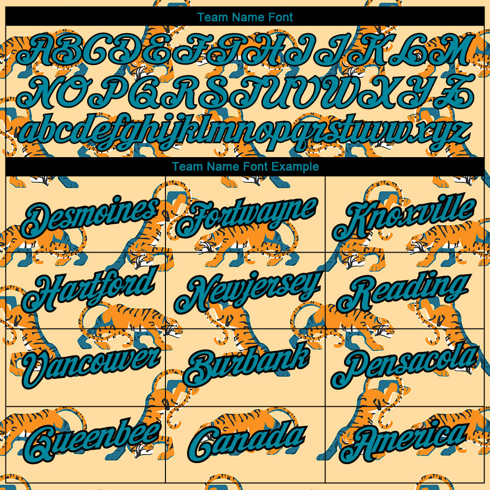Custom City Cream Teal-Black 3D Pattern Design Tiger Performance T-Shirt view 3