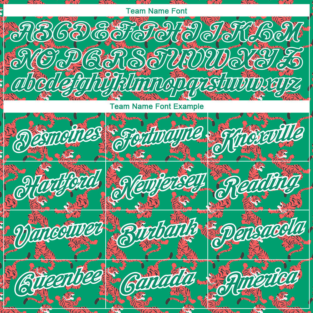 Custom Kelly Green White 3D Pattern Design Tiger Performance T-Shirt view 3