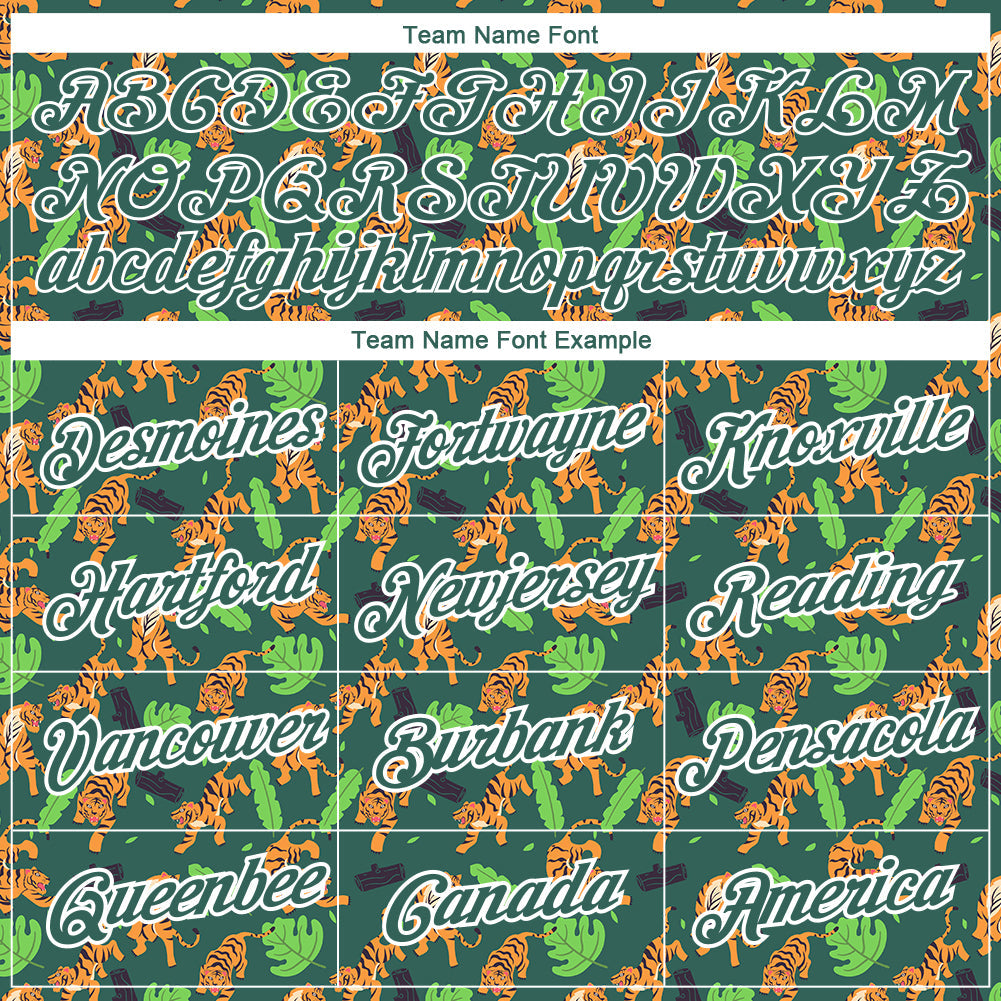 Custom Kelly Green White 3D Pattern Design Tiger Performance T-Shirt view 3