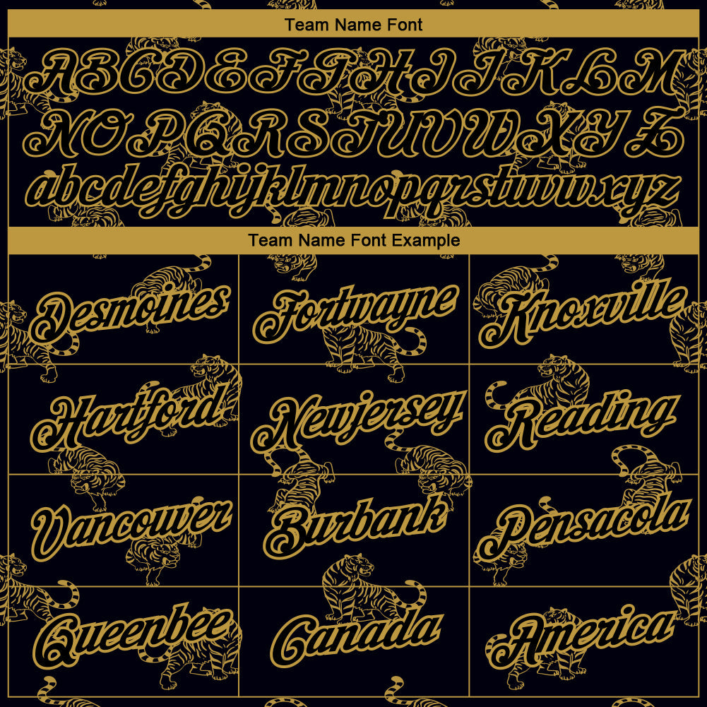 Custom Black Old Gold 3D Pattern Design Tiger Performance T-Shirt view 3