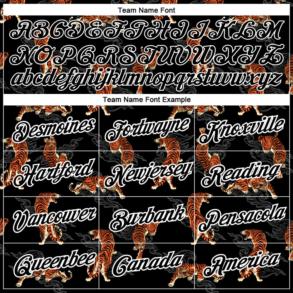 Custom Black White 3D Pattern Design Tiger Performance T-Shirt view 3