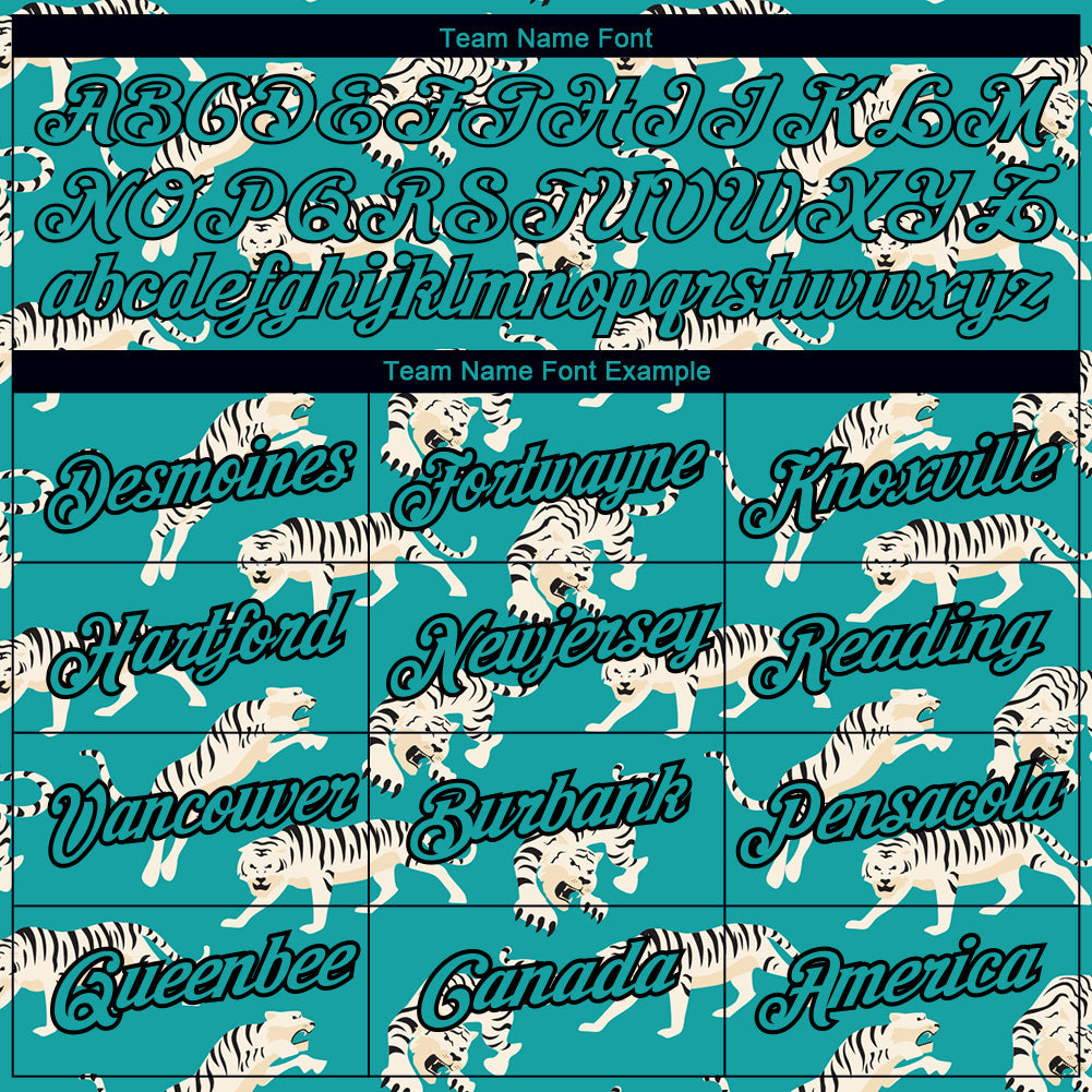Custom Aqua Black 3D Pattern Design Tiger Performance T-Shirt view 3