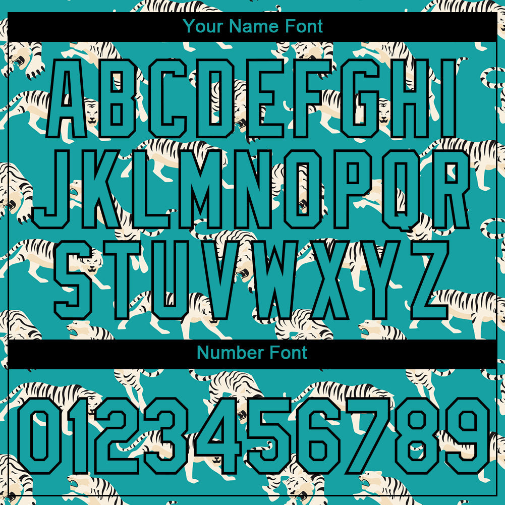 Custom Aqua Black 3D Pattern Design Tiger Performance T-Shirt view 4