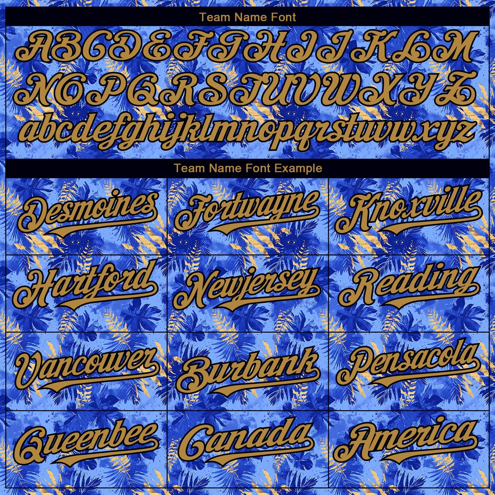 Custom Light Blue Old Gold-Black 3D Pattern Design Tropical Hawaii Palm Leaves Authentic Baseball Jersey view 4