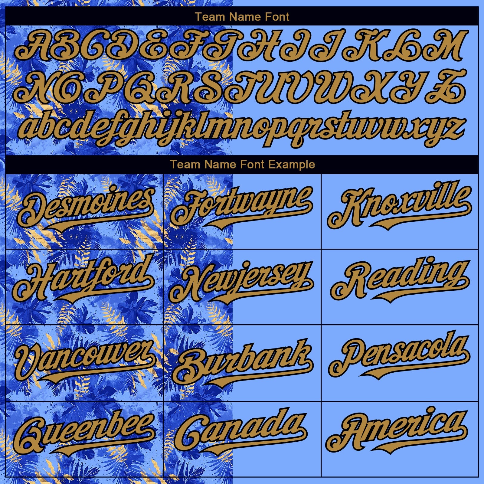 Custom Light Blue Old Gold-Black 3D Pattern Design Tropical Hawaii Palm Leaves Authentic Baseball Jersey view 4