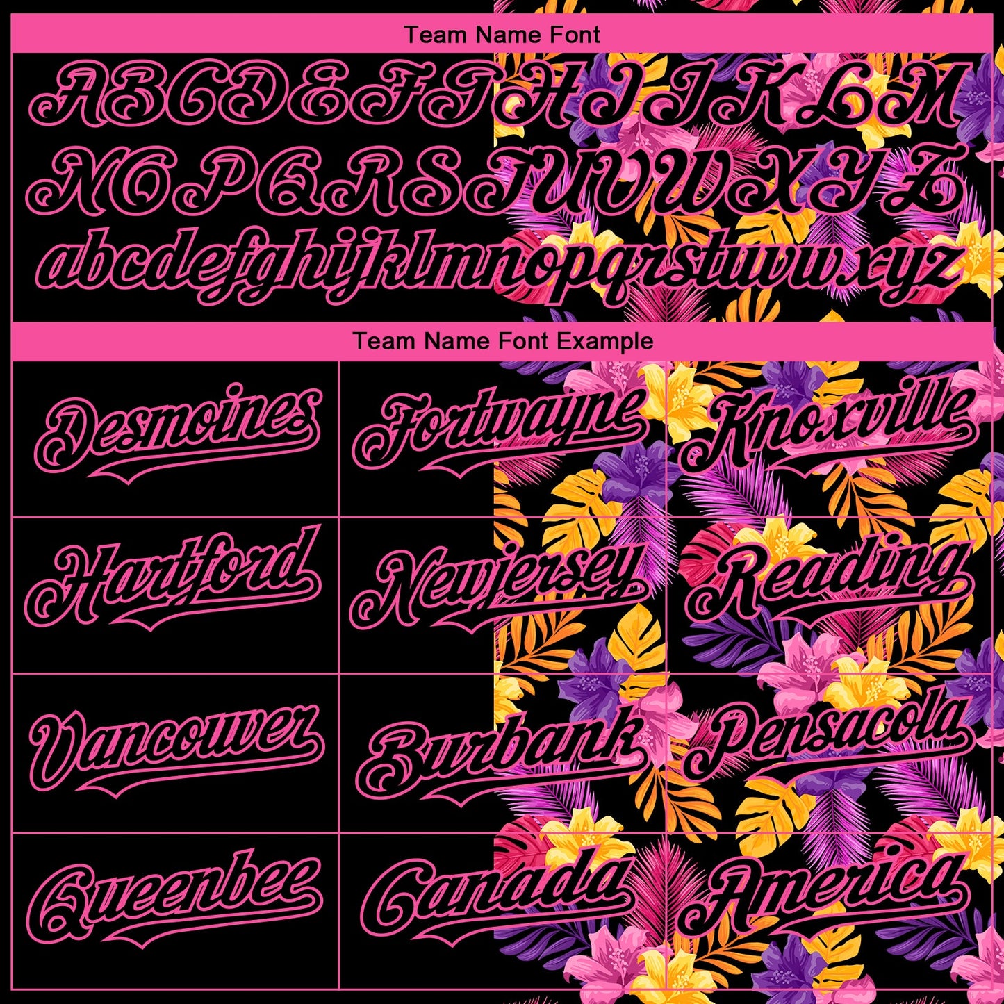 Custom Black Pink 3D Pattern Design Tropical Flower And Hawaii Palm Leaves Authentic Baseball Jersey view 4