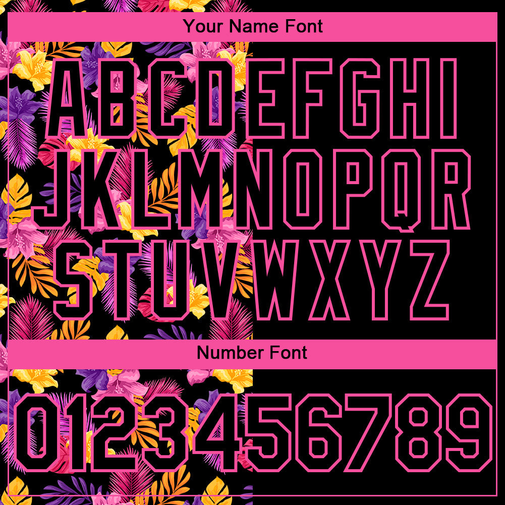 Custom Black Pink 3D Pattern Design Tropical Flower And Hawaii Palm Leaves Authentic Baseball Jersey view 5