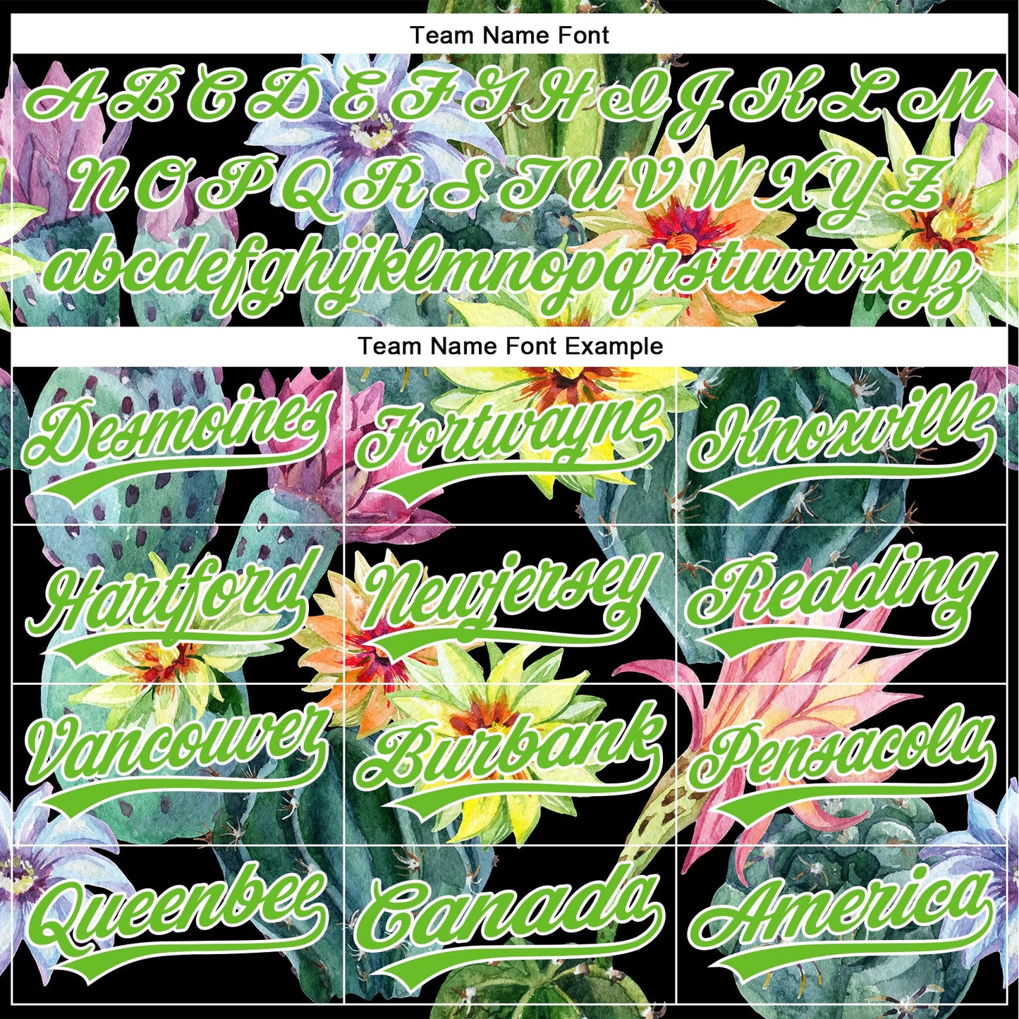 Custom Black Aurora Green-White 3D Pattern Design Cactus Festival Authentic Baseball Jersey view 4