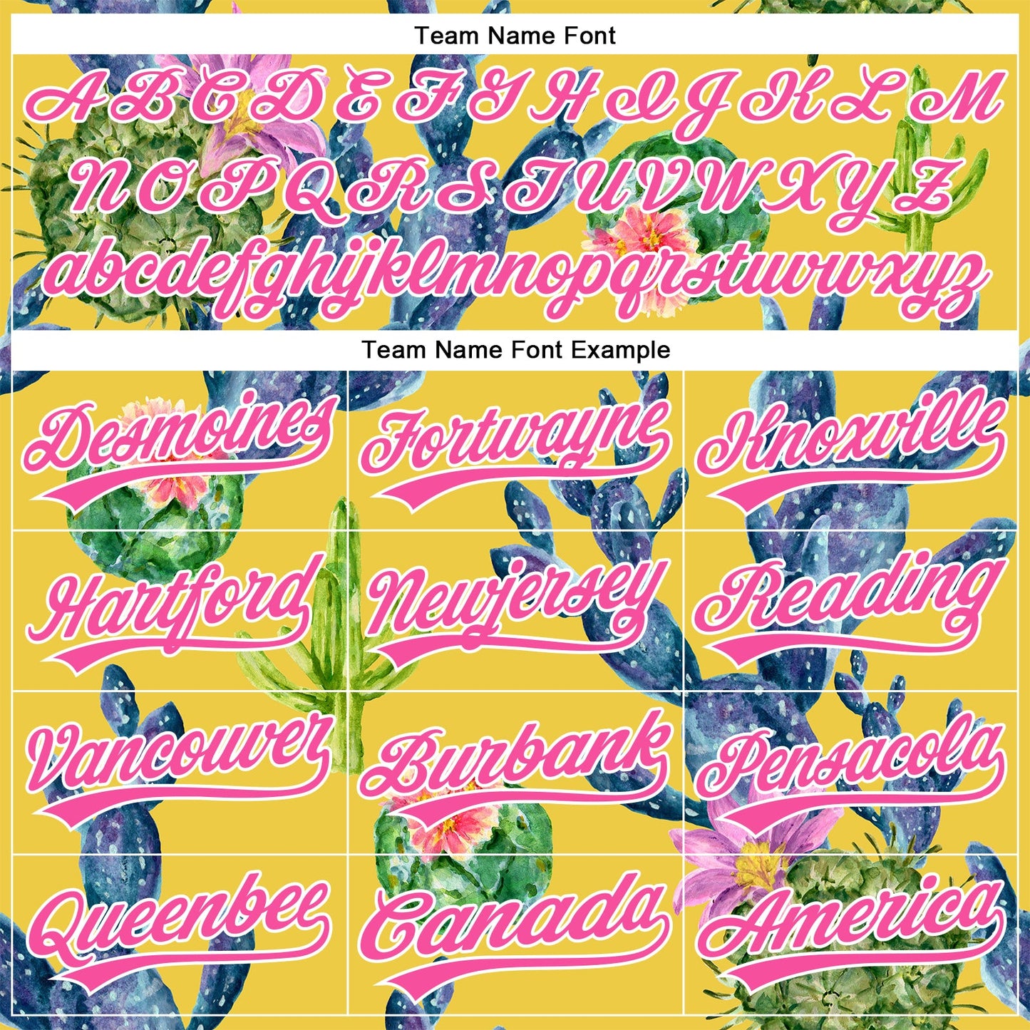 Custom Yellow Pink-White 3D Pattern Design Cactus Festival Authentic Baseball Jersey view 4
