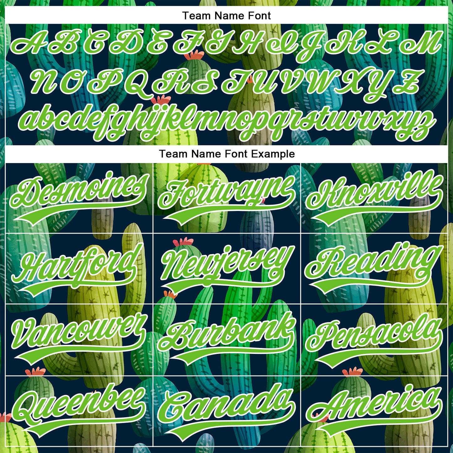 Custom Navy Aurora Green-White 3D Pattern Design Cactus Festival Authentic Baseball Jersey view 4