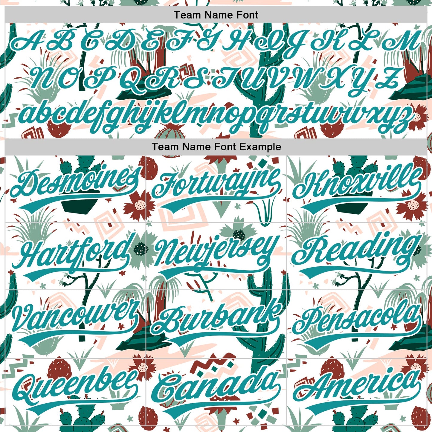 Custom White Teal 3D Pattern Design Cactus Festival Authentic Baseball Jersey view 4