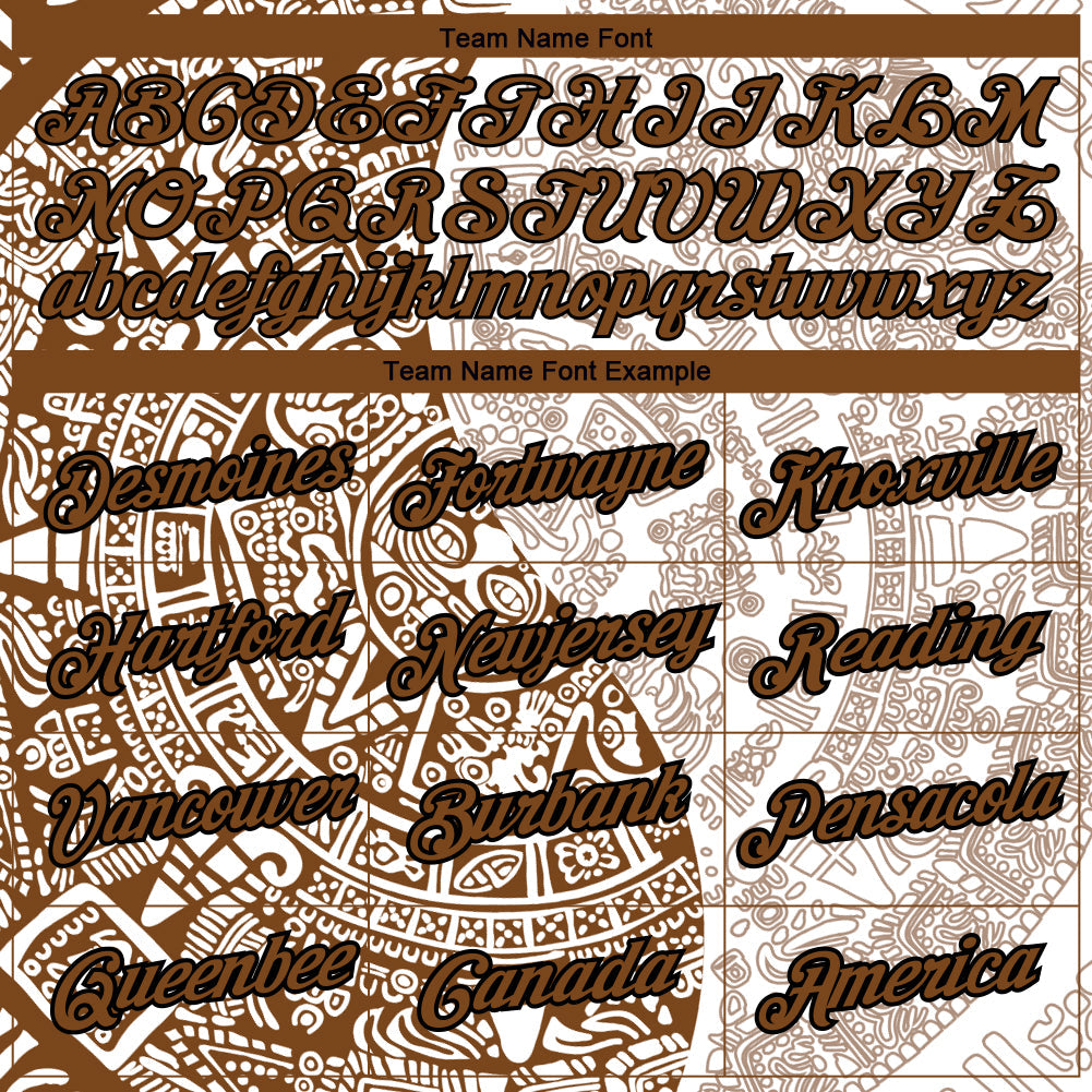 Custom White Brown-Black 3D Pattern Design Ancient Shapes Performance T-Shirt view 3