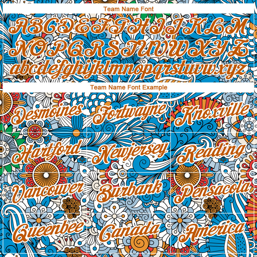 Custom Light Blue Texas Orange-White 3D Pattern Floral Design Performance T-Shirt view 3