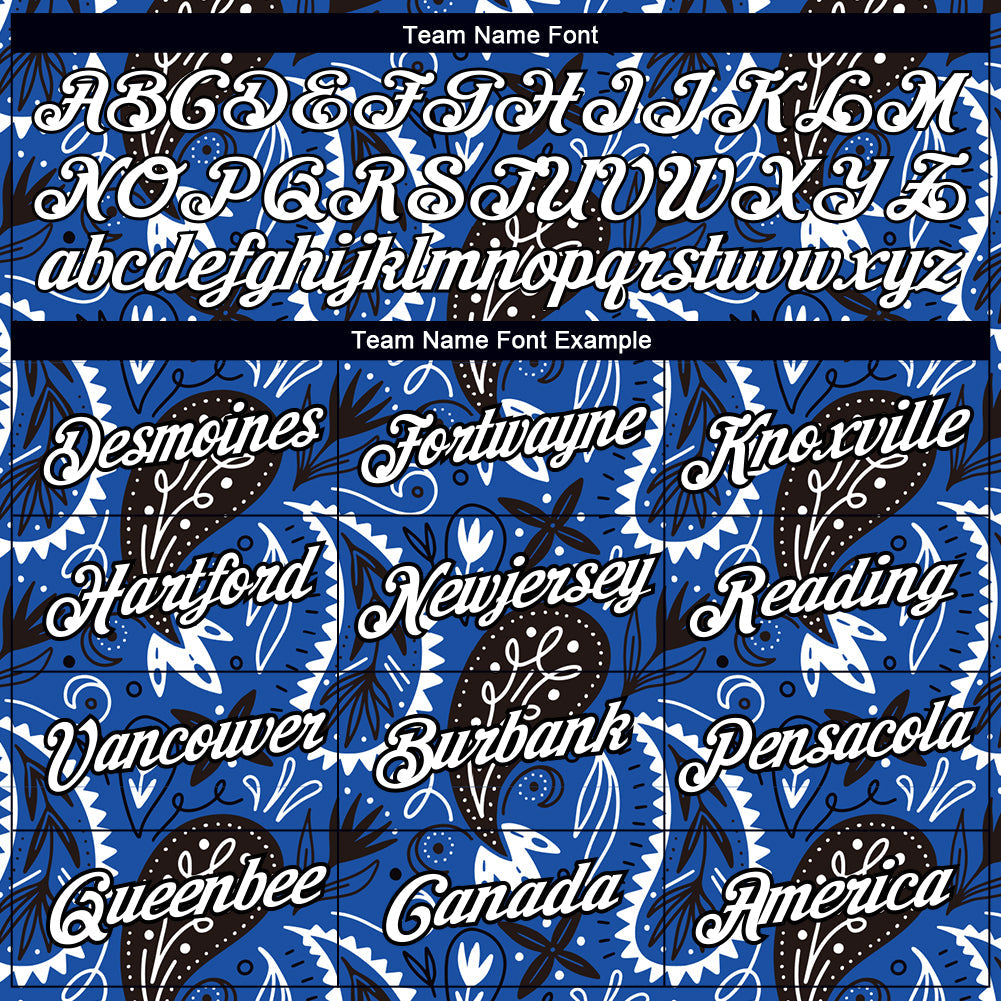 Custom Royal White-Black 3D Pattern Floral Design Performance T-Shirt view 3