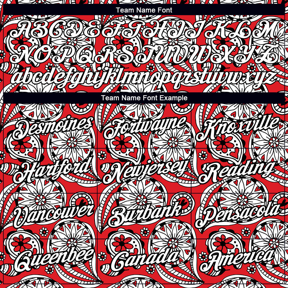 Custom Red White-Black 3D Pattern Floral Design Performance T-Shirt view 3