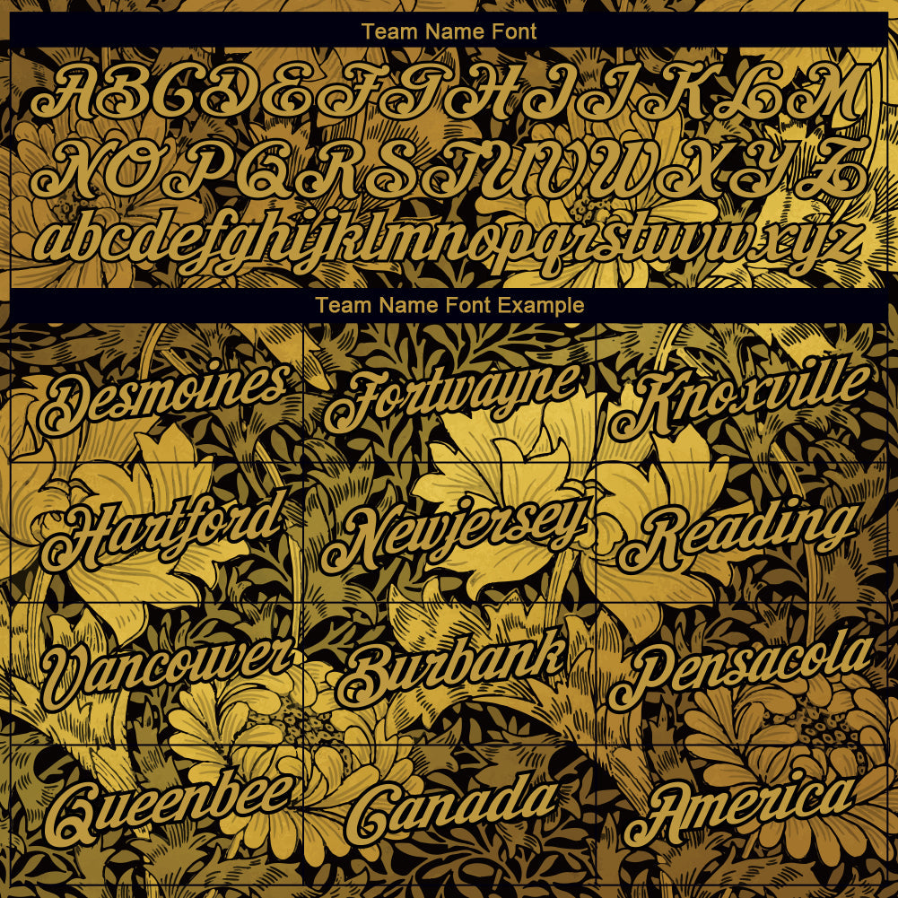 Custom Old Gold Black 3D Pattern Floral Design Performance T-Shirt view 3