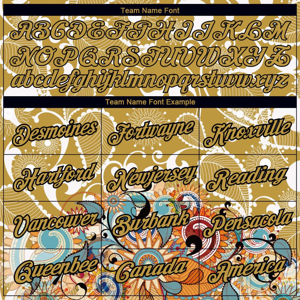 Custom Old Gold Black 3D Pattern Floral Design Performance T-Shirt view 3