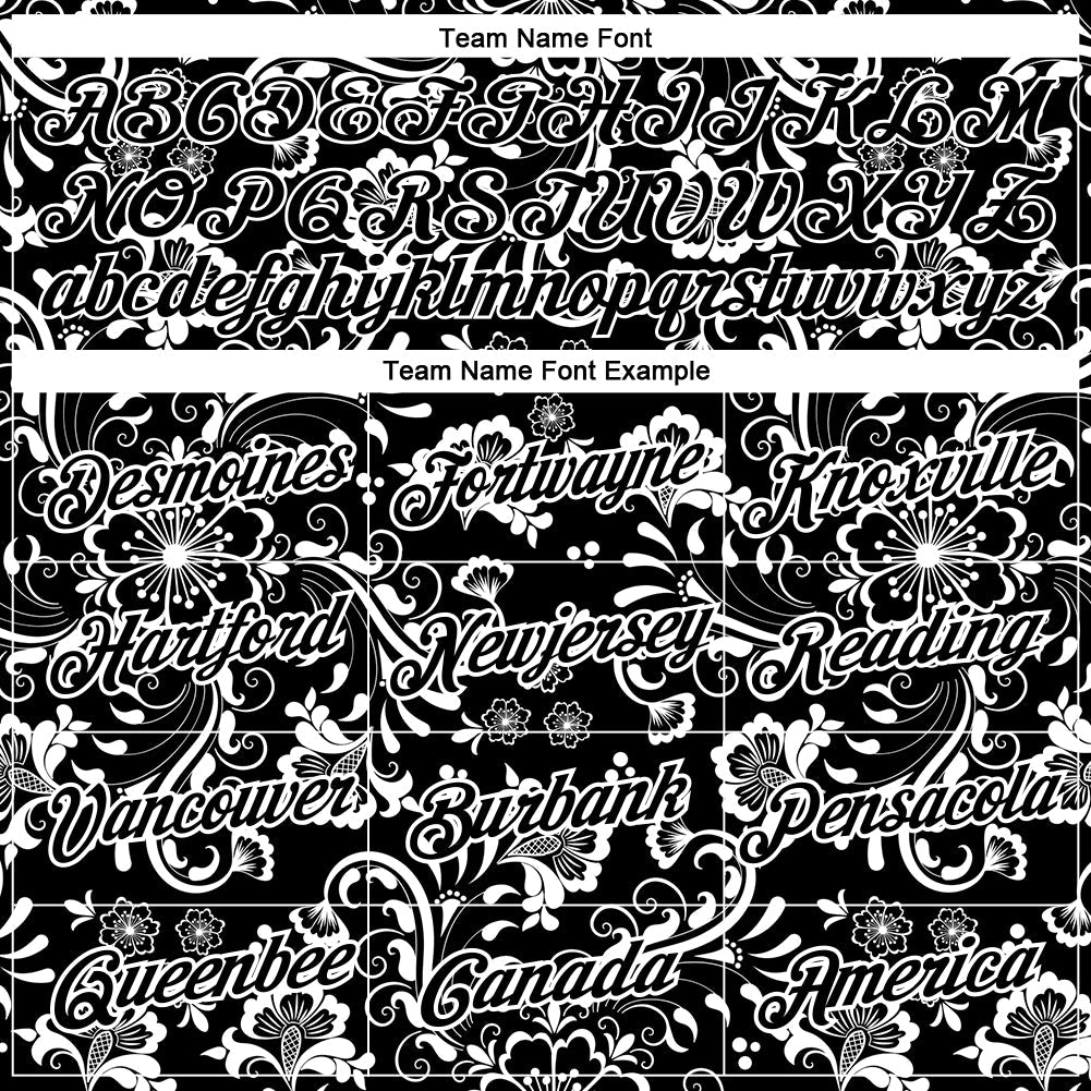 Custom Black White 3D Pattern Floral Design Performance T-Shirt view 3