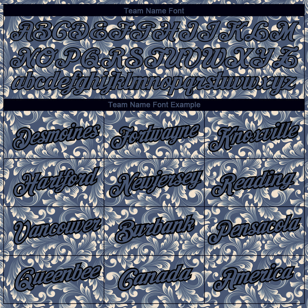 Custom Blue Black 3D Pattern Floral Design Performance T-Shirt view 3