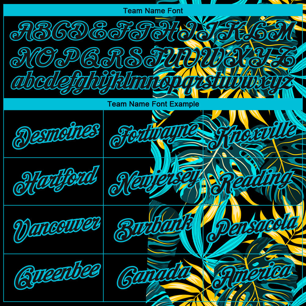 Custom Black Lakes Blue 3D Pattern Design Hawaii Tropical Palm Leaves Performance T-Shirt view 3