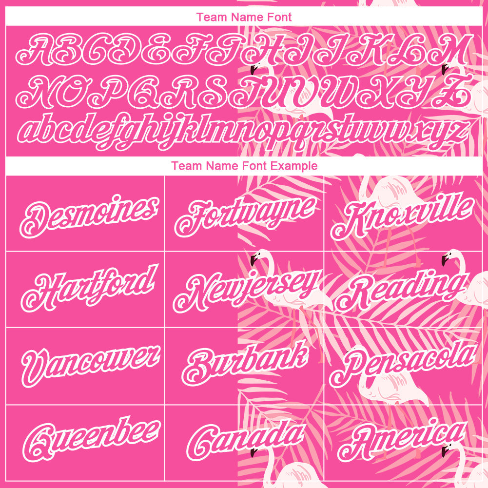 Custom Pink White 3D Pattern Design Tropical Palm Leaves And Famingo Performance T-Shirt view 3