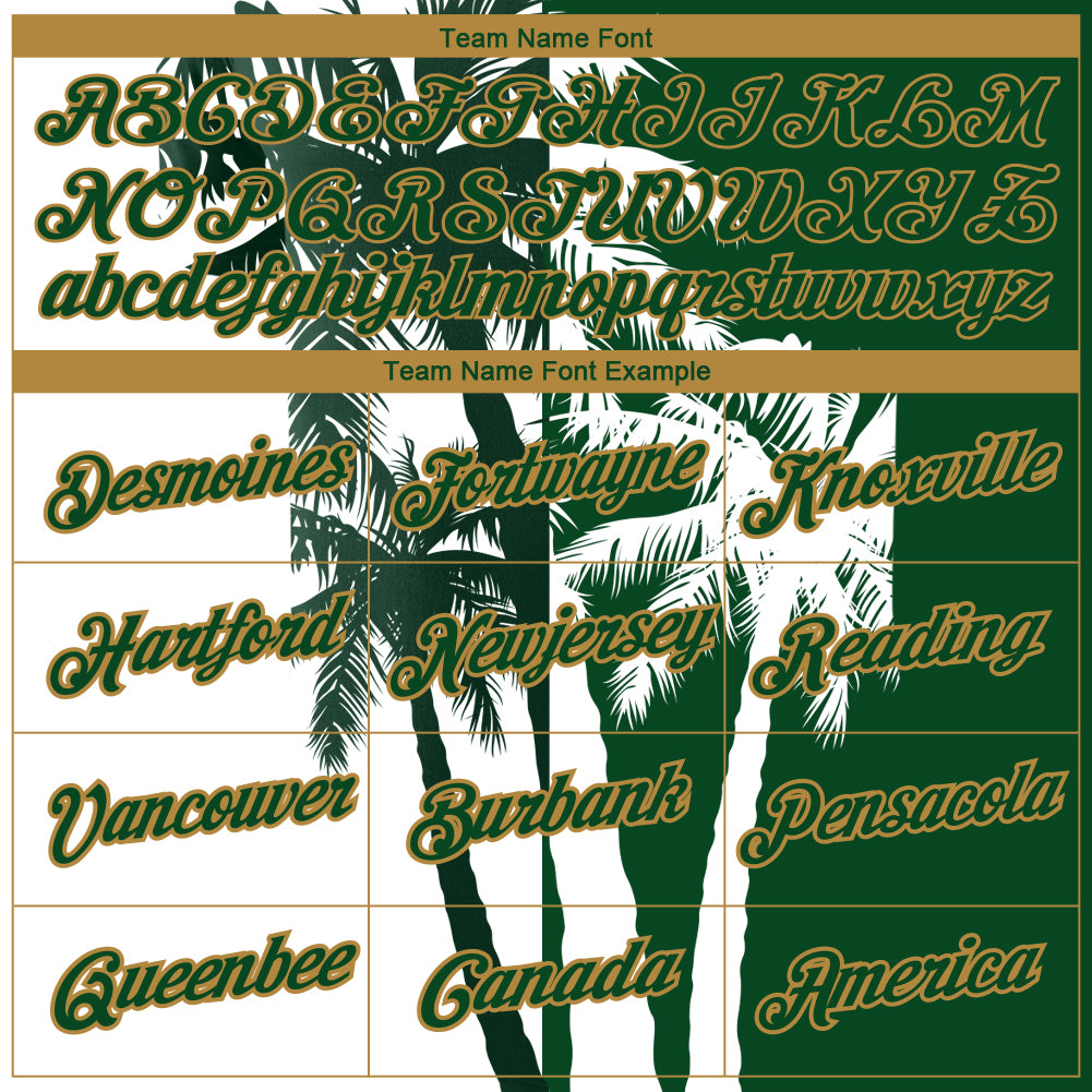 Custom Green Old Gold-White 3D Pattern Design Hawaii Coconut Trees Performance T-Shirt view 3