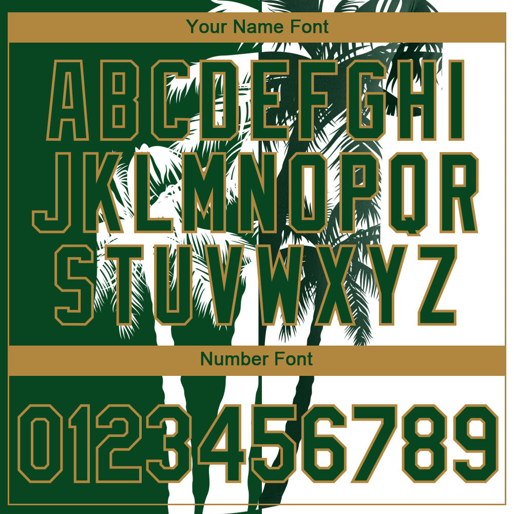 Custom Green Old Gold-White 3D Pattern Design Hawaii Coconut Trees Performance T-Shirt view 4