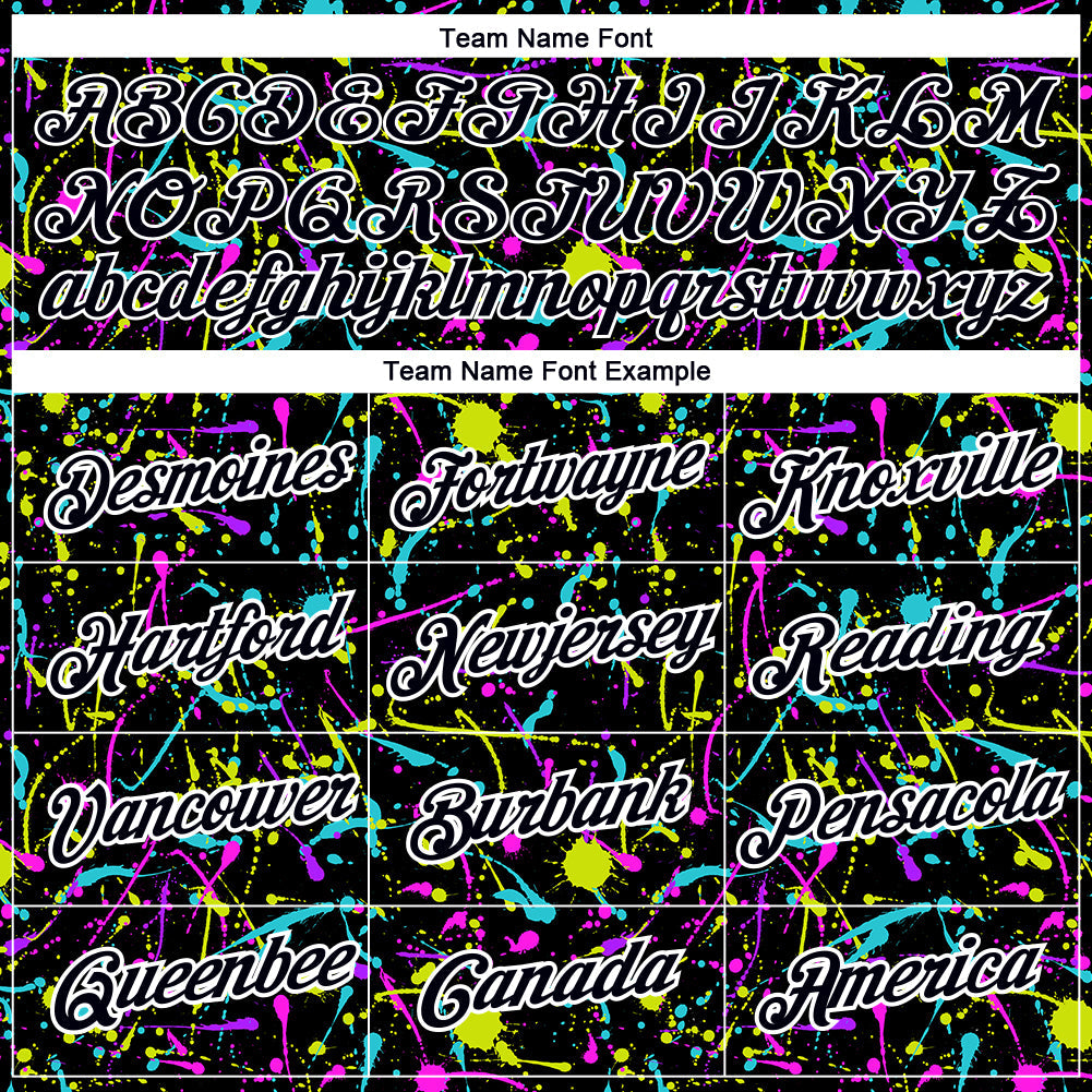 Custom Graffiti Pattern Black-White 3D Neon Splatter Performance T-Shirt view 3