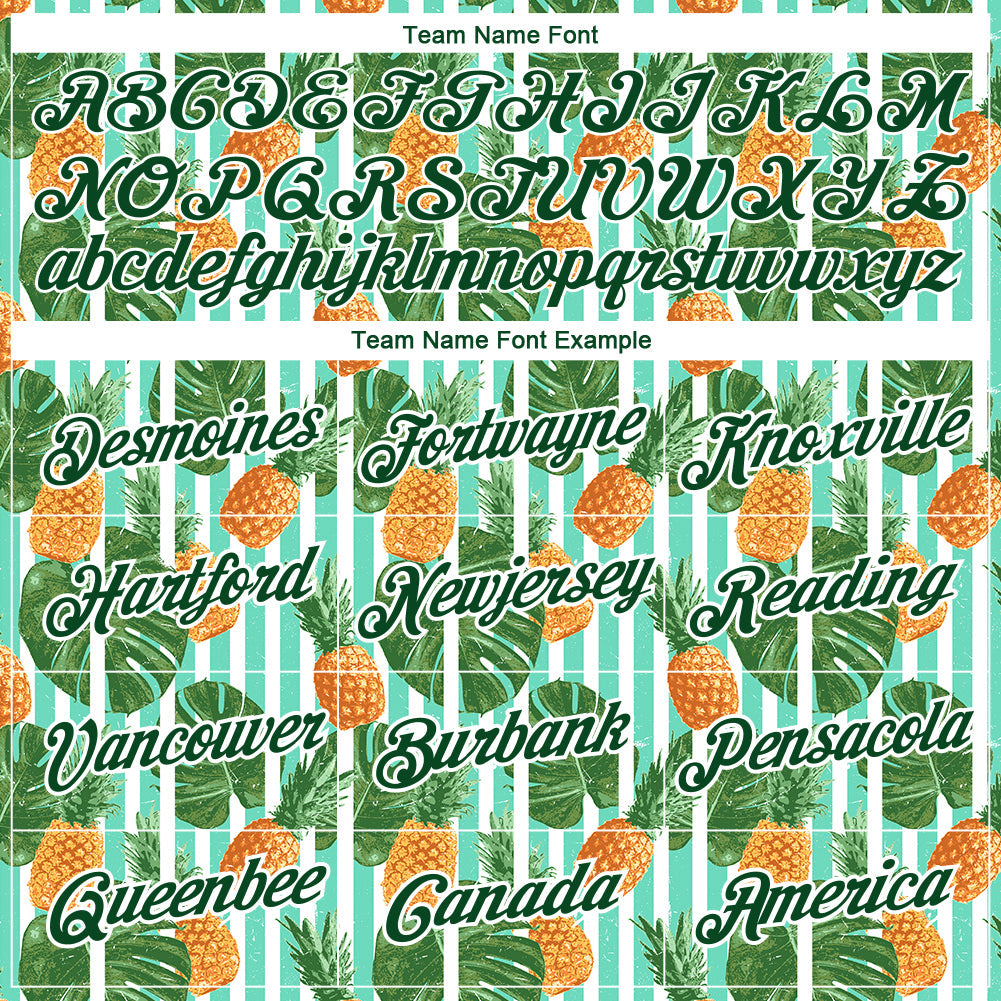 Custom White Green 3D Pattern Design Hawaii Tropical Palm Leaves And Pineapple Performance T-Shirt view 3