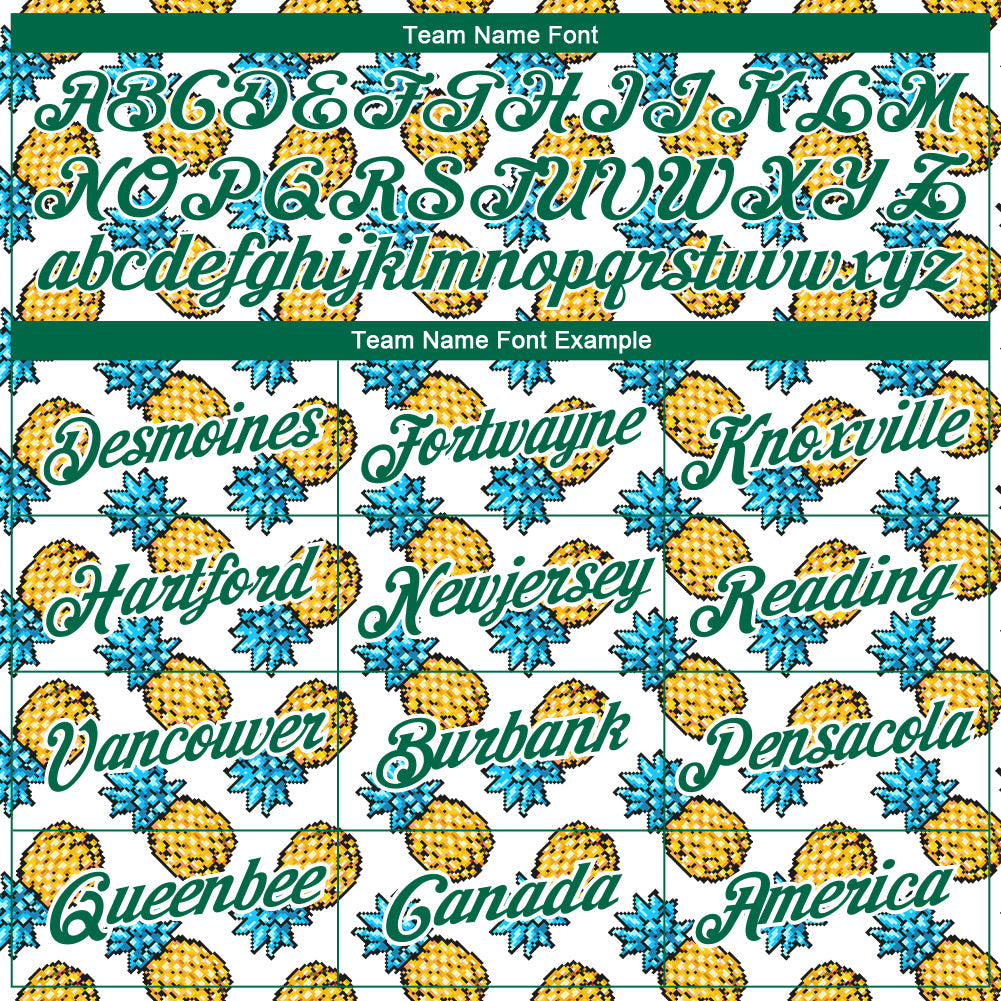 Custom White Kelly Green 3D Pattern Design Tropical Pineapple Performance T-Shirt view 3