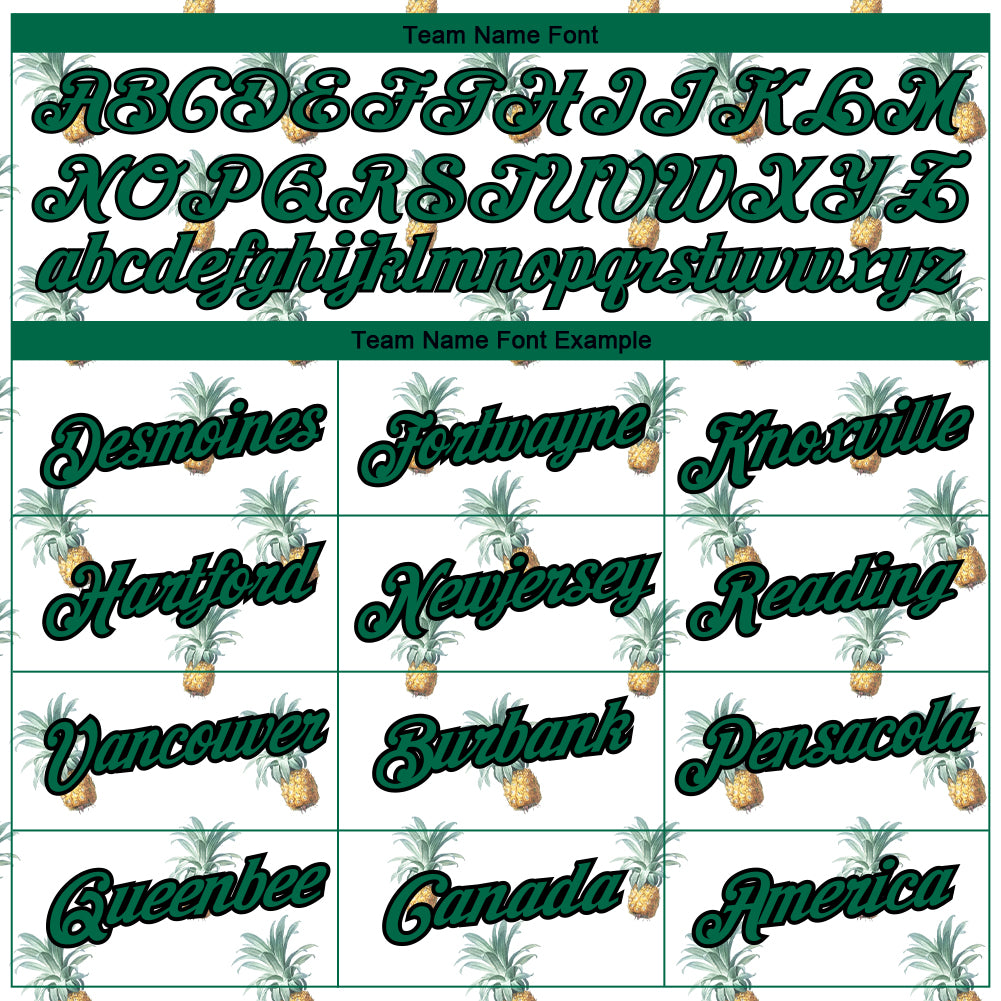 Custom White Kelly Green-Black 3D Pattern Design Hawaii Tropical Pineapple Performance T-Shirt view 3