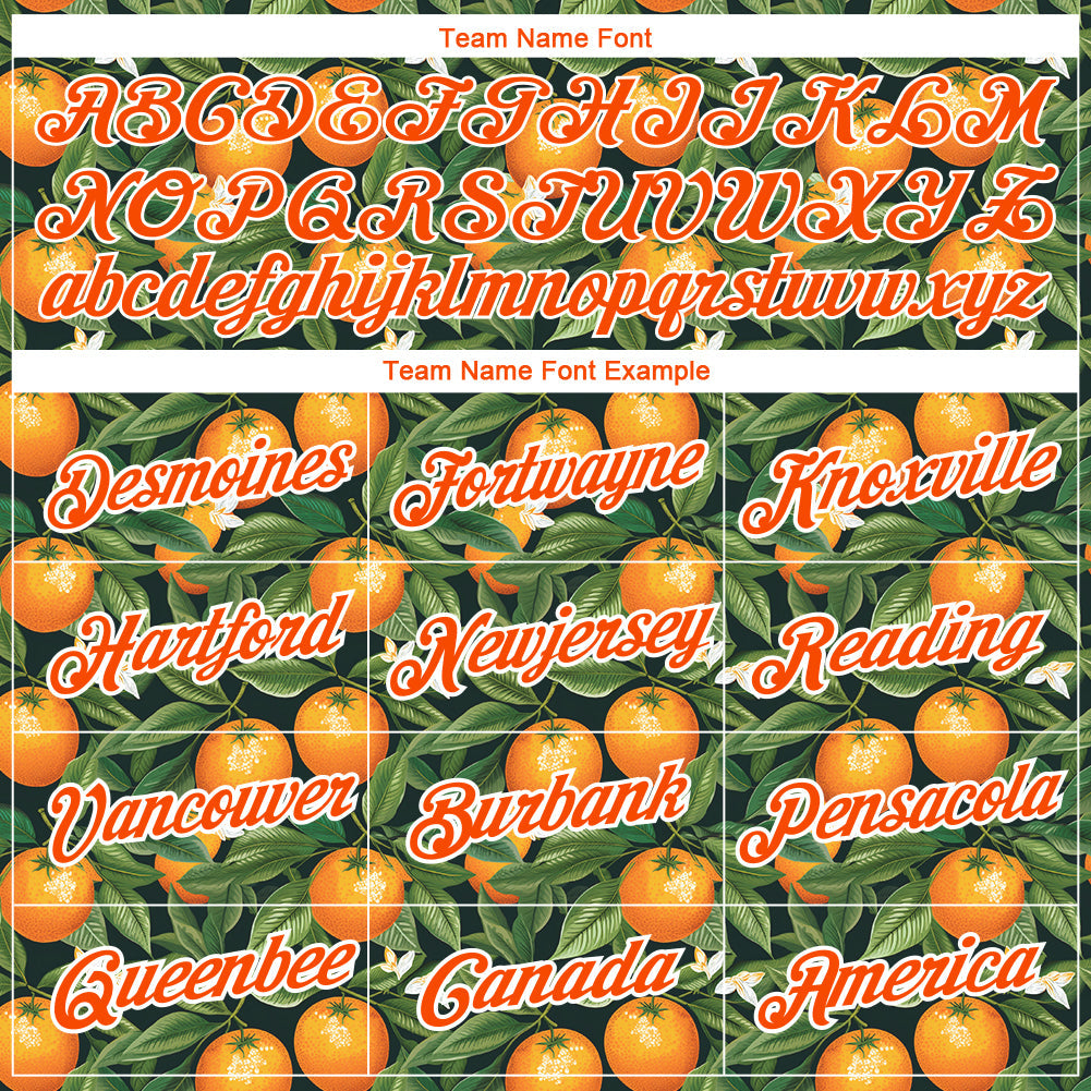 Custom Green Orange-White 3D Pattern Design Orange Citrus Fruit Performance T-Shirt view 3