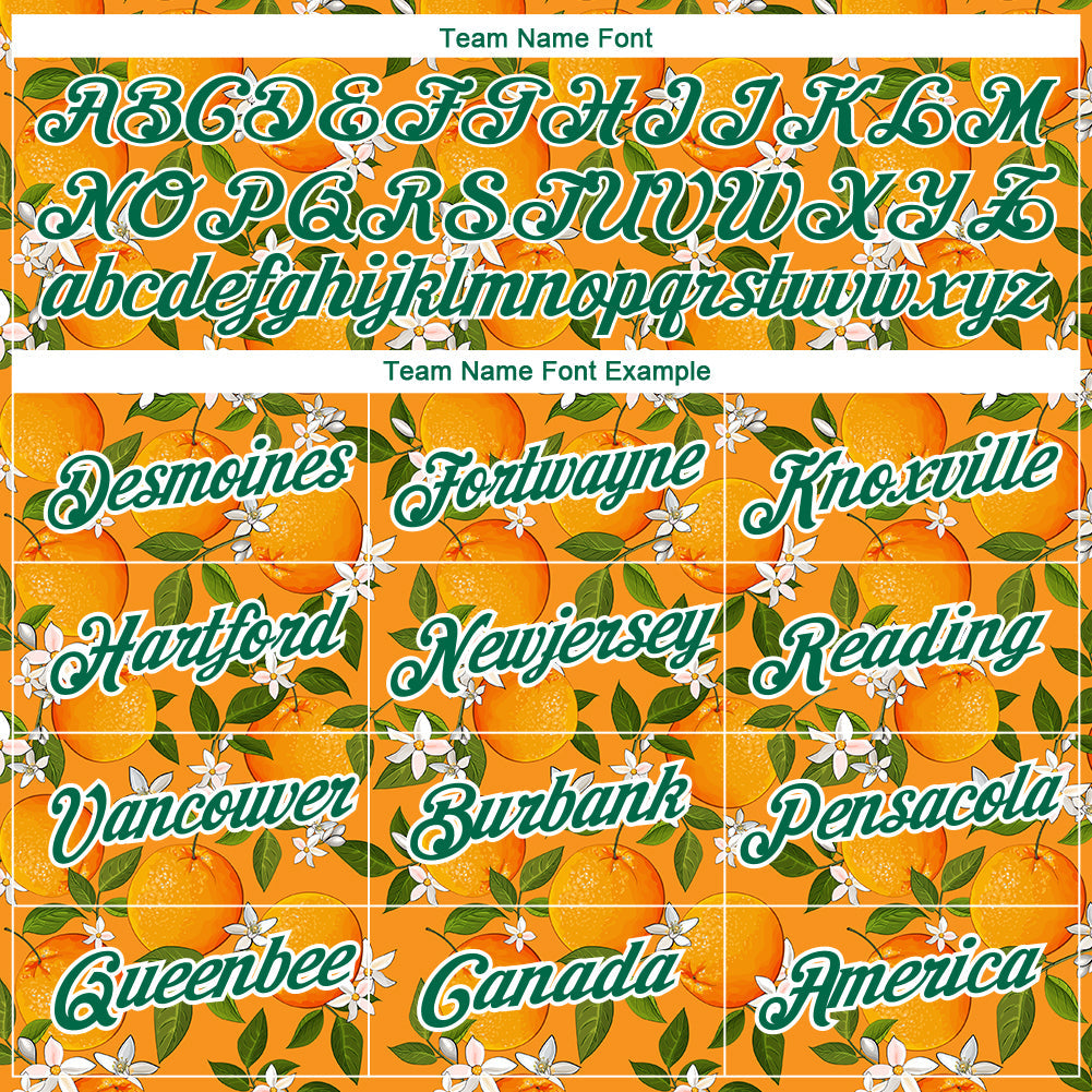 Custom Orange Kelly Green-White 3D Pattern Design Orange Citrus Fruit Performance T-Shirt view 3