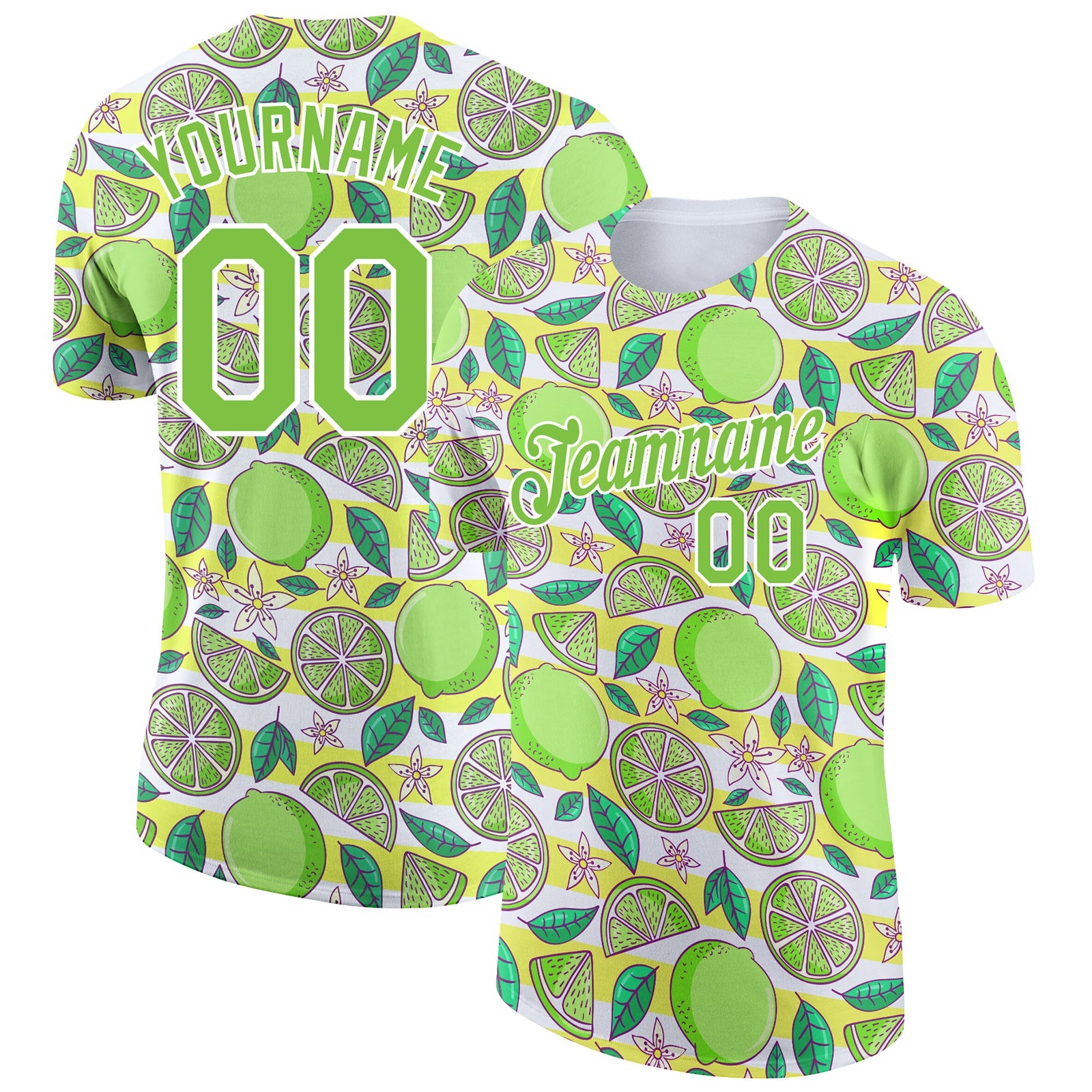 Custom White Neon Green 3D Pattern Design Lime Performance T-Shirt - Main View