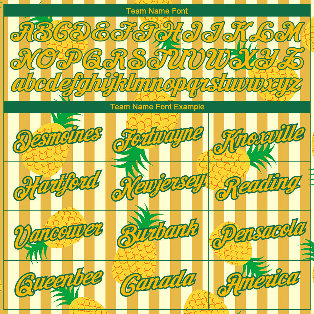 Custom Yellow Kelly Green 3D Pattern Design Hawaii Tropical Pineapple Performance T-Shirt view 3
