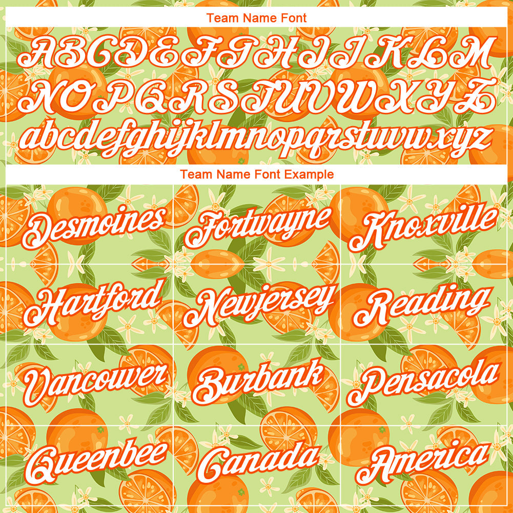 Custom Neon Yellow White-Orange 3D Pattern Design Orange Citrus Fruit Performance T-Shirt view 3