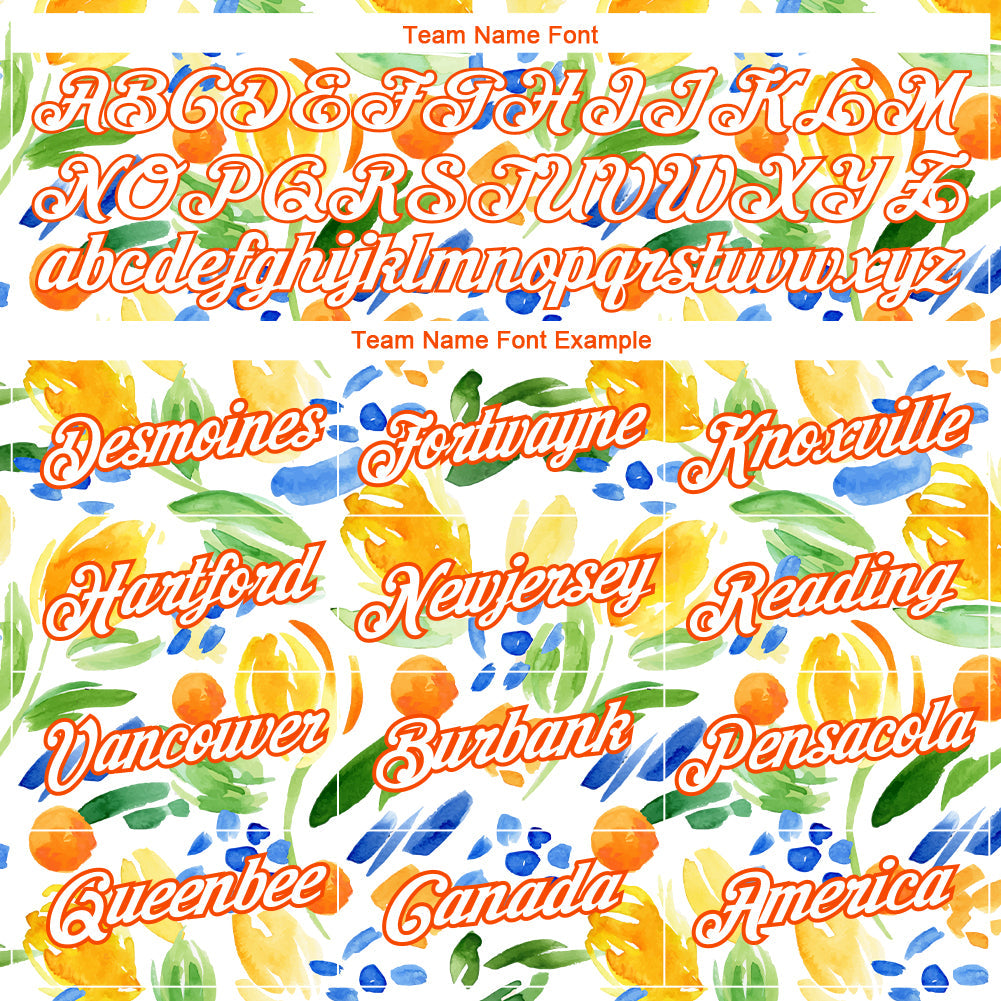 Custom White Orange 3D Pattern Design Abstract Watercolor Flower Performance T-Shirt view 3