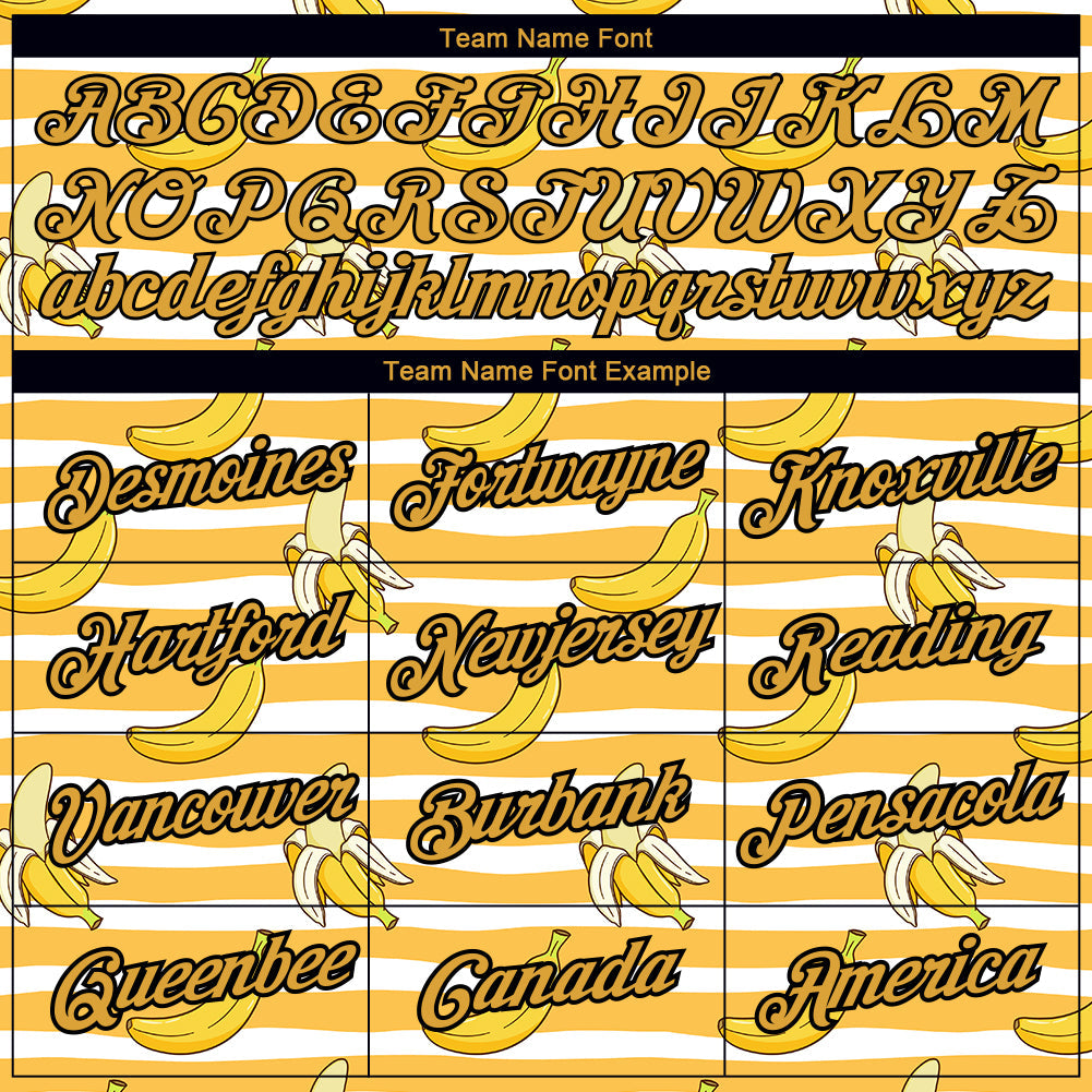 Custom White Yellow-Black 3D Pattern Design Banana Performance T-Shirt view 3