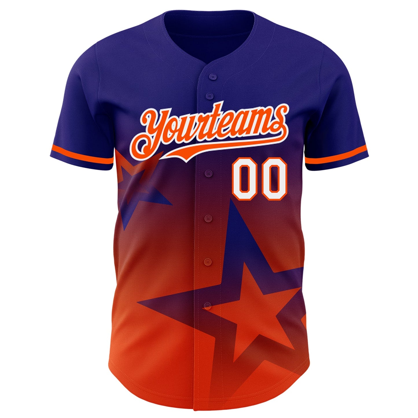 Custom Dark Purple Orange-White 3D Pattern Design Gradient Style Twinkle Star Authentic Baseball Jersey view 2